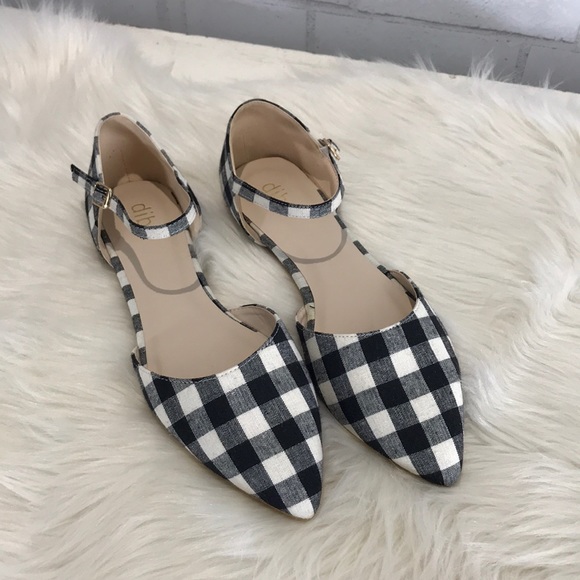 Diba Shoes - NEW Diba Gingham Checkered Pointed Toe Flats
